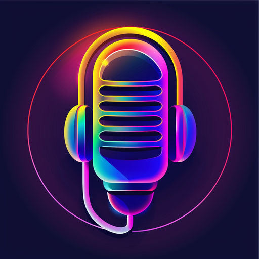 Modern podcast logo with gradient background and vibrant colors