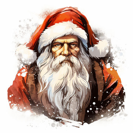 Santa clipart in the style of Chiaroscuro Art, on a white background
