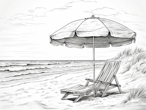 Coloring pages for beach umbrella, goa-inspired style