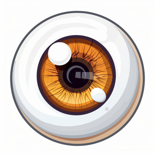 Cartoon eye with brown iris and dark lashes
