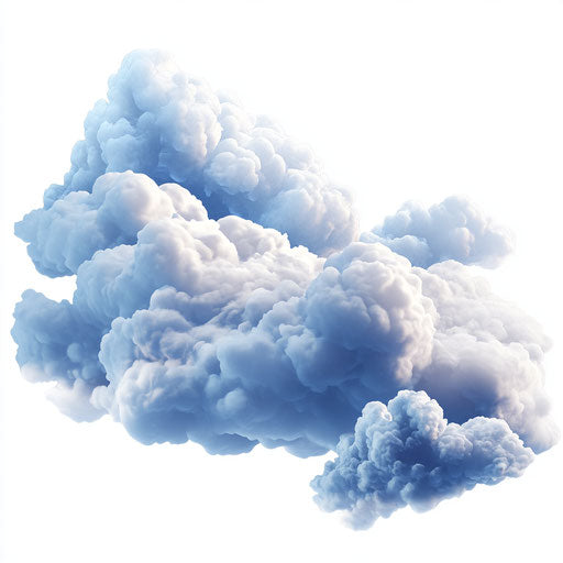 3D cartoon clouds in photo realistic style on flat white background