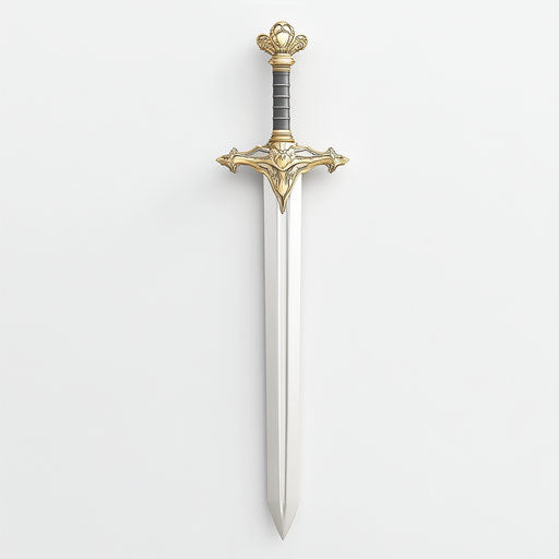 3D sword, realistic style, flat white background, isolated clipart