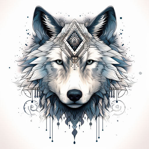 The wolf symbol in black and white on white background