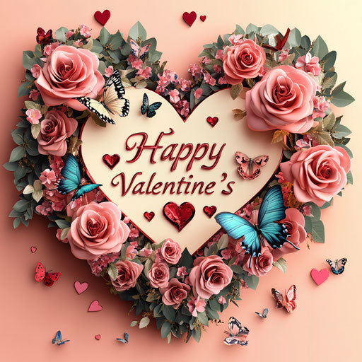 3D Valentine's Day roses and butterflies