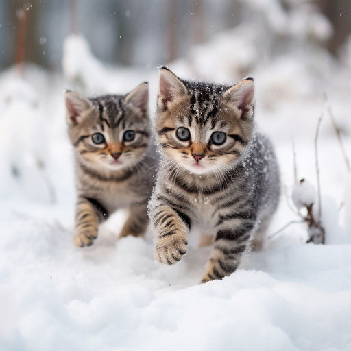 American kittens playing in the snow