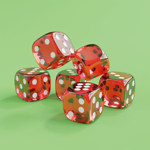 Realistic dice illustration on chartreuse background, surreal brightness
