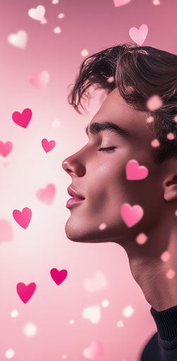 Floating hearts on pink backdrop, perfect for Valentine's Day