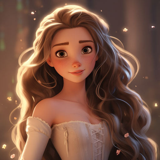 Disney princess with long hair and charming face