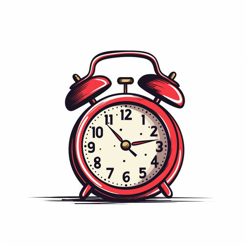 Minimalist alarm clock image on white background