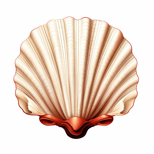 Seashell clipart in the style of Chiaroscuro Art, on white background