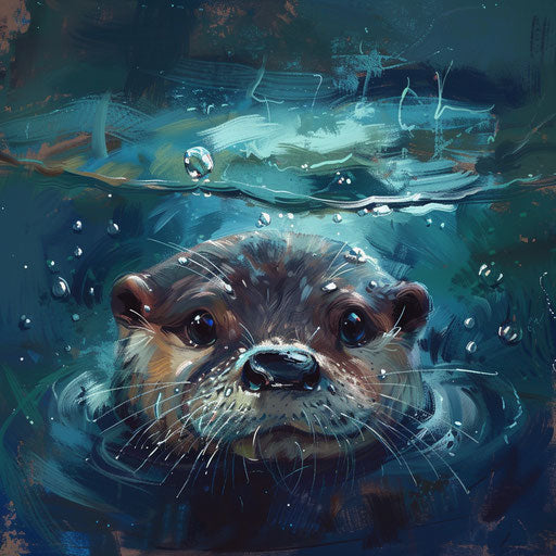 An otter's eyes peering under the water