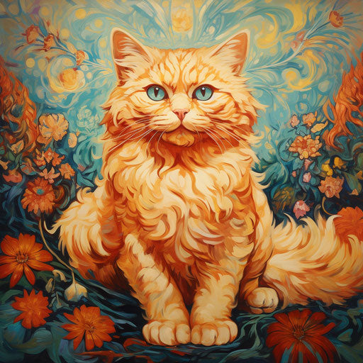 Louis Wain cat lying on a carpet