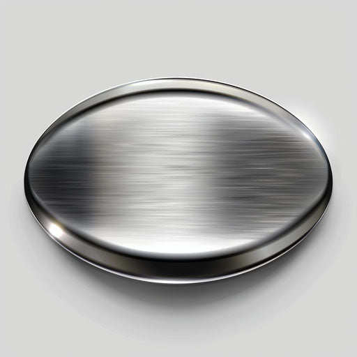 Flat metallic background showcases realistic oval clipart