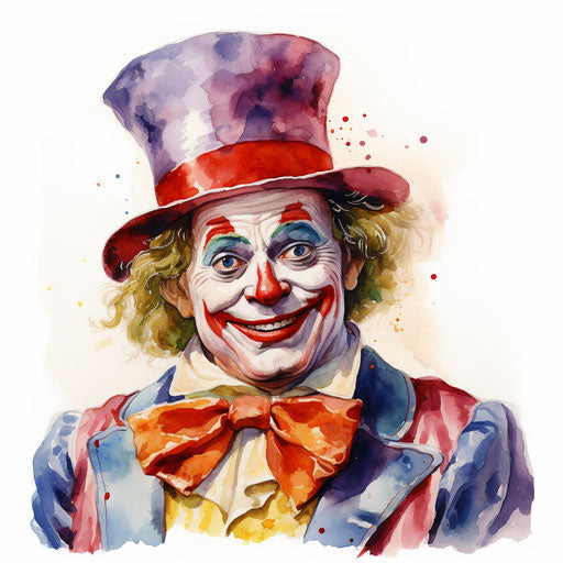 Clown clipart in the style of Oil painting