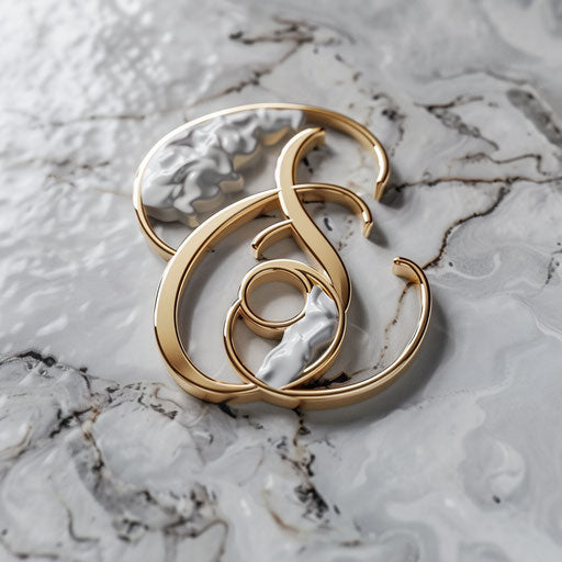 Elegant cursive plumbing logo with marble backdrop and golden touches