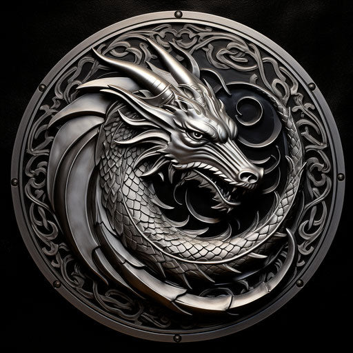Celtic dragon tattoo in illuminated aluminum