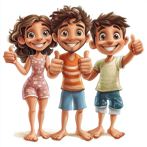 Dynamic Family Caricature Clipart for Dynamic Presentations