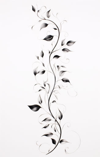 Vine-like leaves in tattoo style, black and white