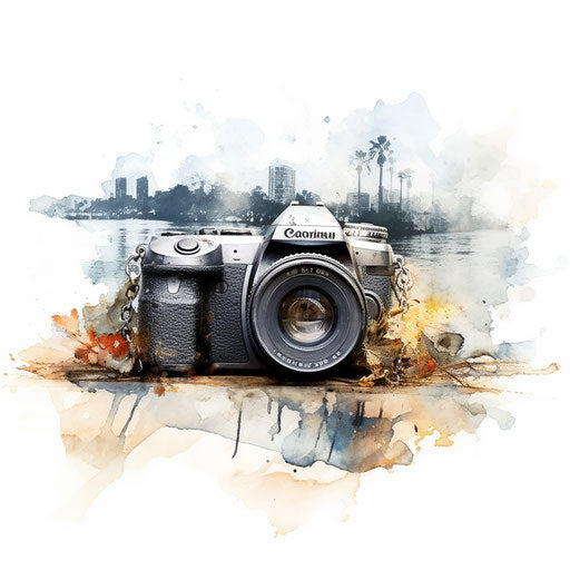 Photography clipart in Impressionistic Art style, on white background