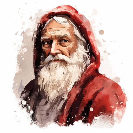 Santa Claus clipart in the style of Chiaroscuro Art on white background