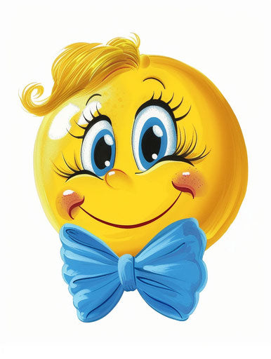 The yellow emoji with a blue bow