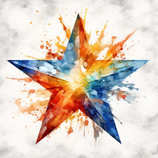 Star illustration in the style of oil painting on white background