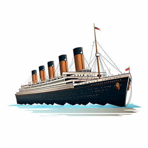 Titanic clipart in Minimalist style, on white background