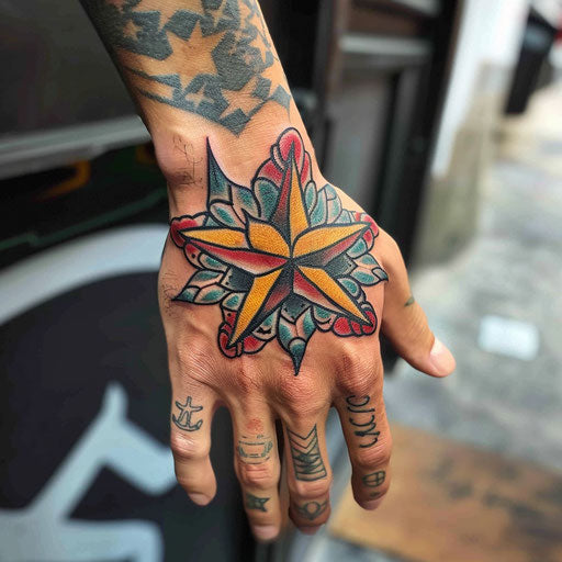 Nautical star tattoo Sailor Jerry style