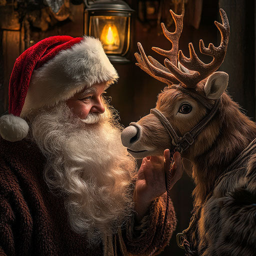 Rudolph and Santa sharing a quiet moment