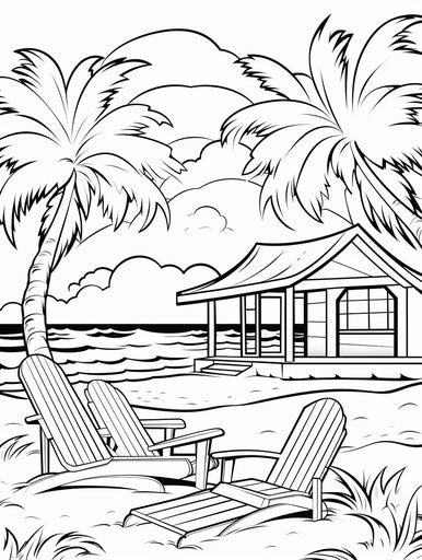 Beach coloring pages for kids