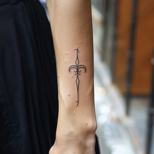 Contemporary tattoo sketch of a hakuna matata symbol with a minimalist aesthetic and bold outlines