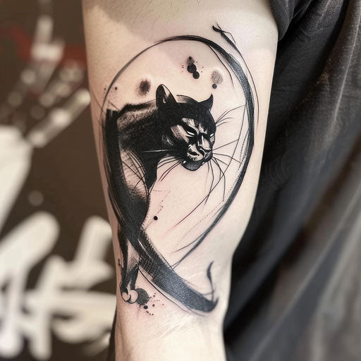 Dynamic and expressive black panther tattoo