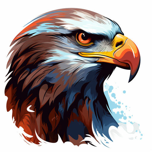 Bald eagle clipart in the style of Chiaroscuro Art, on a white background