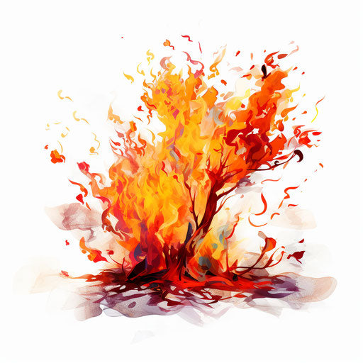 Impressionistic fire art on white background
