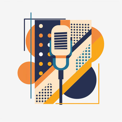 Geometric podcast logo with bold shapes on white background