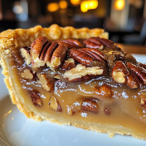 Decadent pecan pie slice