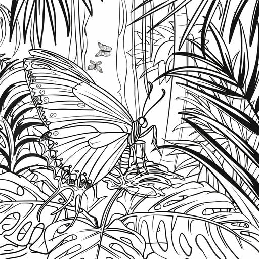 Butterfly on a leaf in the jungle