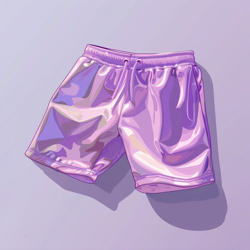 Realistic shorts clipart on lavender background with precise details