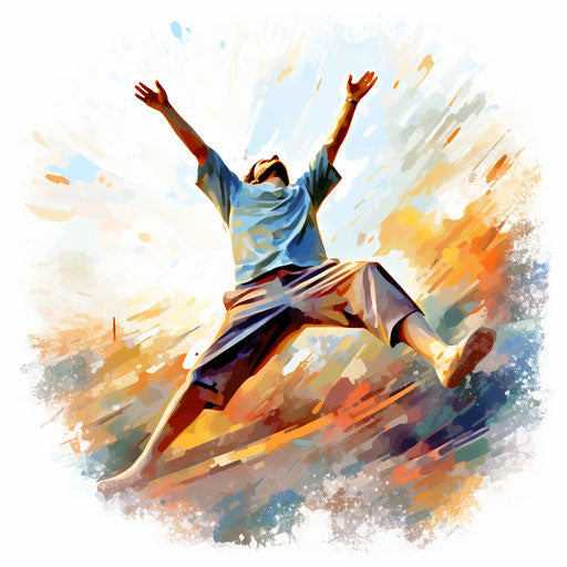 Impressionistic art of getting up, on white background