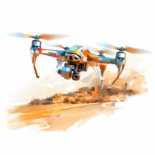 Drone in Impressionistic Art style, on white background