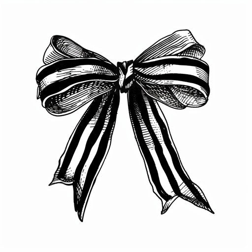 Flat clipart tattoo sketch featuring a black and white striped bow