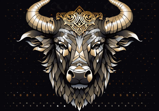 Bull head in mosaic style, Indonesian art, pencil sketch