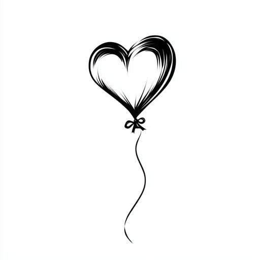 Cute tattoo sketch with small heart-shaped balloon