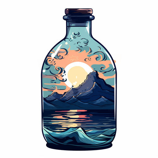 Water bottle artwork in Chiaroscuro Art style