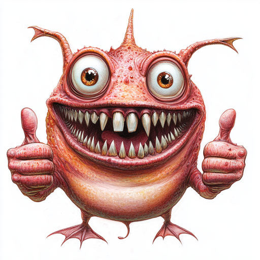 Humorous caricature of a sea creatures with human characteristics