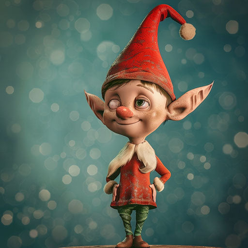 Photo realistic elf clipart with flat blue background