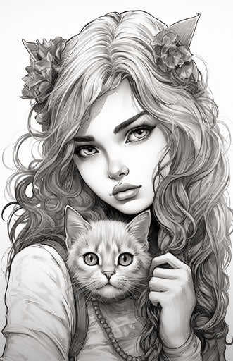 Coloring Pages of the Cat: Charming Anime, Captivating