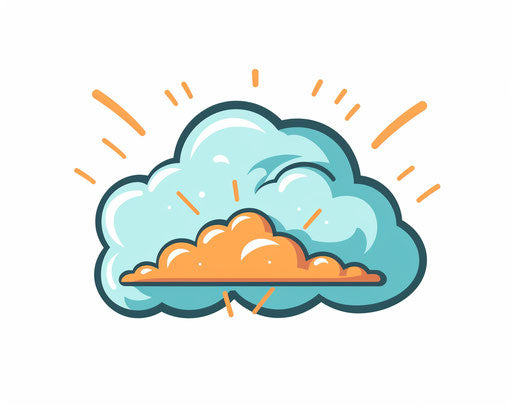 Storm clouds with lightning icon in turquoise and orange