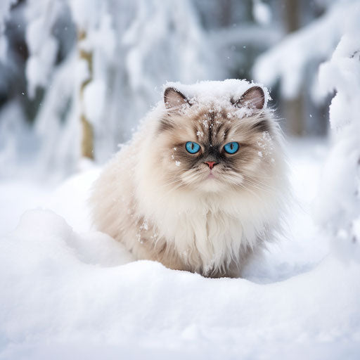 Himalayan cat in the snow