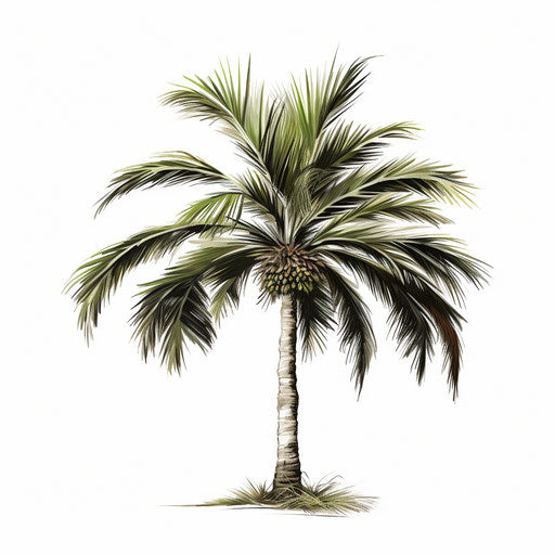 Palm artwork in the style of Chiaroscuro Art on white background